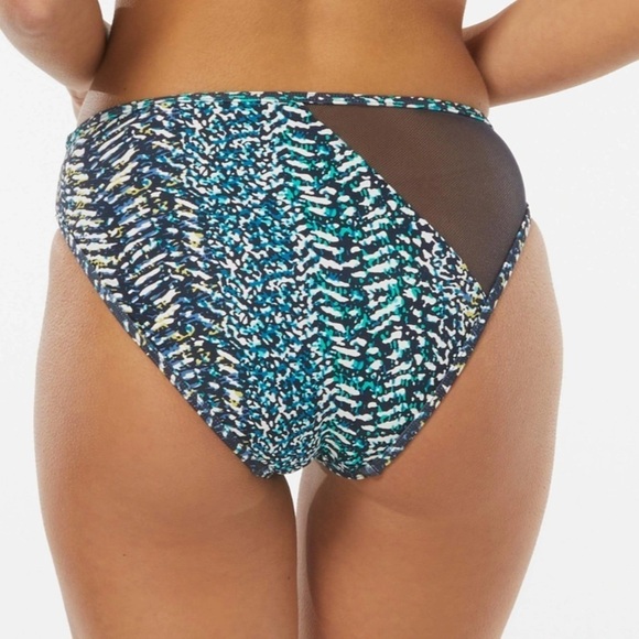 Vince Camuto High Leg Bikini Bottom Abstract Animal in Midnight Blue NEW - Picture 2 of 15
